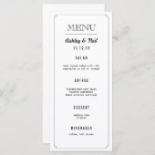 Elegante Classy zwart-wit bruiloft menu (Voorkant / Achterkant)