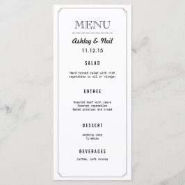 Elegante Classy zwart-wit bruiloft menu