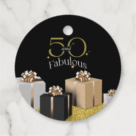 Elegante Classy Zwart Wit Goud 50 en Fabulous Bedankjes Labels