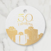 Elegante Classy Zwart Wit Goud 50 en Fabulous Bedankjes Labels (Voorkant)