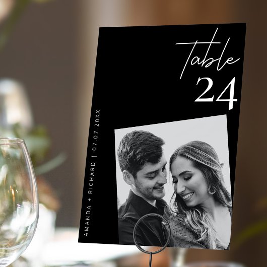 Elegante Classy Zwart-wit trouwfoto Kaart