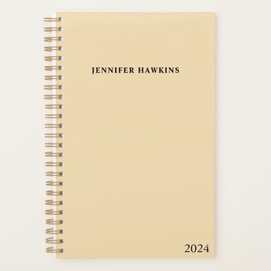 Elegante Clean Beige & Black Weekly Persoonlijk Planner (Voorkant)