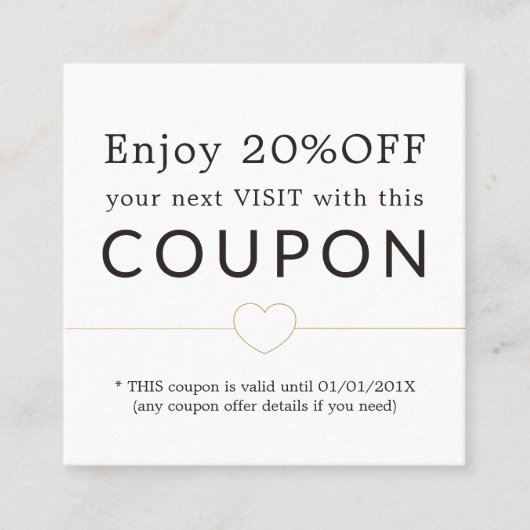 Elegante Clean Golden Heart Line Salon Kortingskaartje (Voorkant)