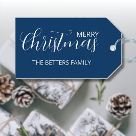 Elegante Clean Midnight Blue Christmas Cadeaulabel
