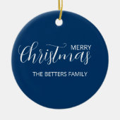 Elegante Clean Midnight Blue Christmas Keramisch Ornament (Voorkant)