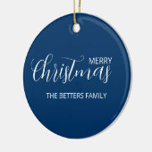 Elegante Clean Midnight Blue Christmas Keramisch Ornament (Links)