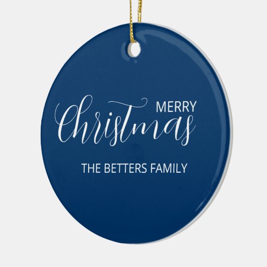Elegante Clean Midnight Blue Christmas Keramisch Ornament (Links)