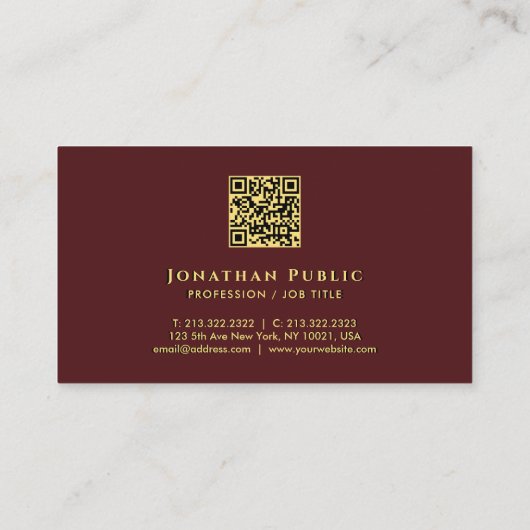 Elegante Clean Sjabloon Faux Gold tekst QR-code Visitekaartje (Achterkant)