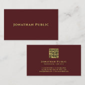 Elegante Clean Sjabloon Faux Gold tekst QR-code Visitekaartje (Voorkant / Achterkant)