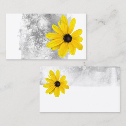 Elegante Clean Yellow Flower Grey waterverf Visitekaartje (Voorkant / Achterkant)