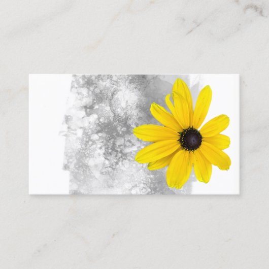 Elegante Clean Yellow Flower Grey waterverf Visitekaartje (Voorkant)