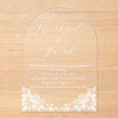 Elegante Clear Acryl Kant Wedding Uitnodiging (Voorkant)