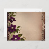 Elegante Clematis Plum Floral Briefkaart (Voorkant / Achterkant)