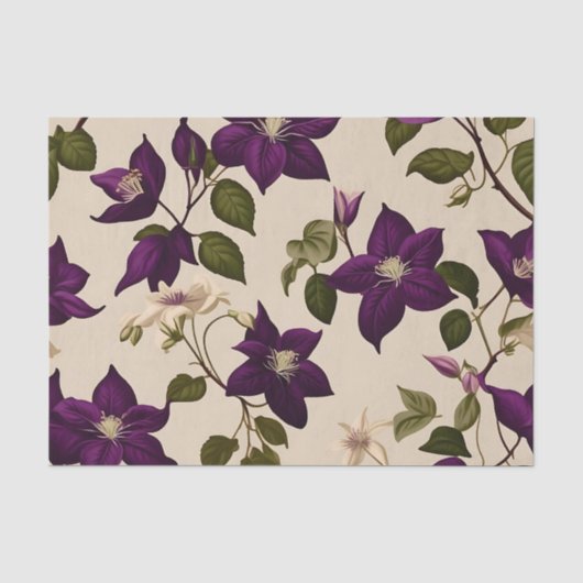 Elegante Clematis Vine Tissuepapier (Voorkant)