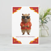 Elegante Cloud Capybara Maan Nieuwjaar Groet Kaart (Staand voorkant)