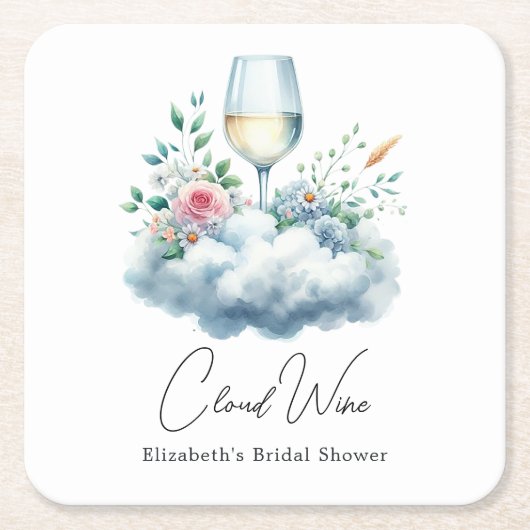 Elegante Cloud Wine Bruidsmeubel Shower Kartonnen Onderzetters (Voorkant)
