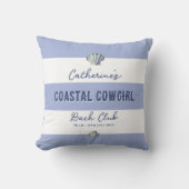 Elegante Coastal Cowgirl Zachte Blauwe Witte Strep Kussen (Voorkant)