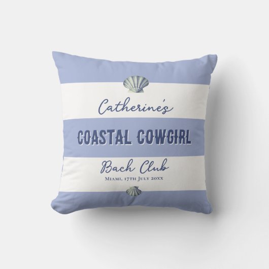Elegante Coastal Cowgirl Zachte Blauwe Witte Strep Kussen (Voorkant)
