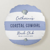 Elegante Coastal Cowgirl Zachte Blauwe Witte Strep Rond Kussen (Voorkant)