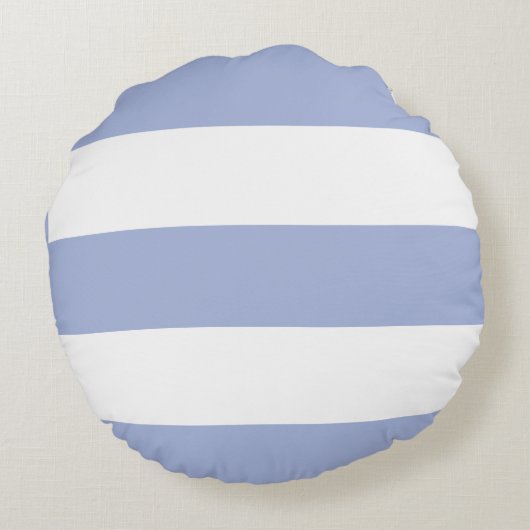 Elegante Coastal Cowgirl Zachte Blauwe Witte Strep Rond Kussen (Achterkant)