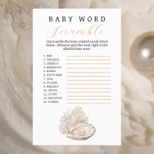 Elegante Coastal Pearl Baby Word Scramble