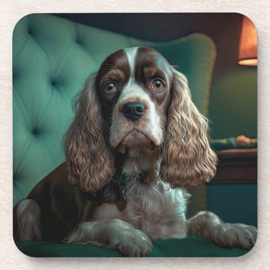 Elegante Cocker Spaniel Classic Portrait Design Bier Onderzetter (Voorkant)