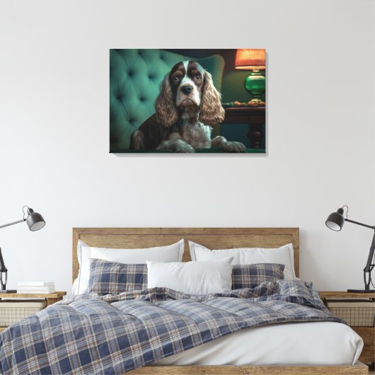 Elegante Cocker Spaniel Classic Portrait Design Canvas Afdruk (Insitu (Slaapkamer))