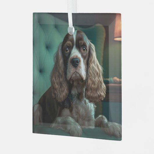 Elegante Cocker Spaniel Classic Portrait Design Glas Ornament (Voorkant links)