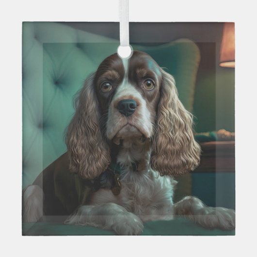 Elegante Cocker Spaniel Classic Portrait Design Glas Ornament (Voorkant)