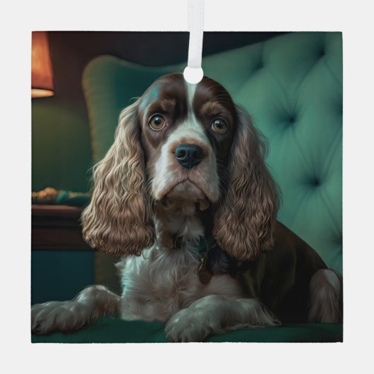 Elegante Cocker Spaniel Classic Portrait Design Glas Ornament (Achterkant)