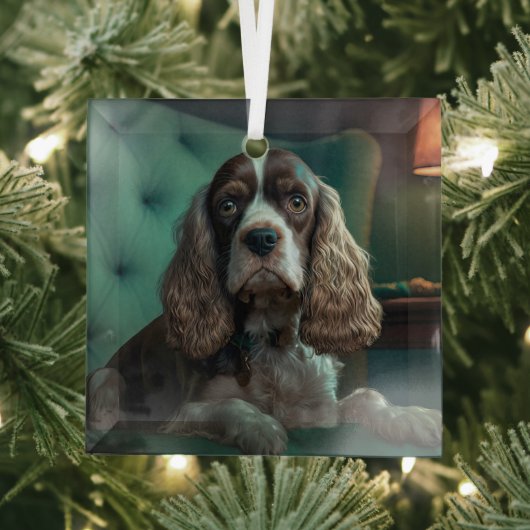Elegante Cocker Spaniel Classic Portrait Design Glas Ornament (Insitu)