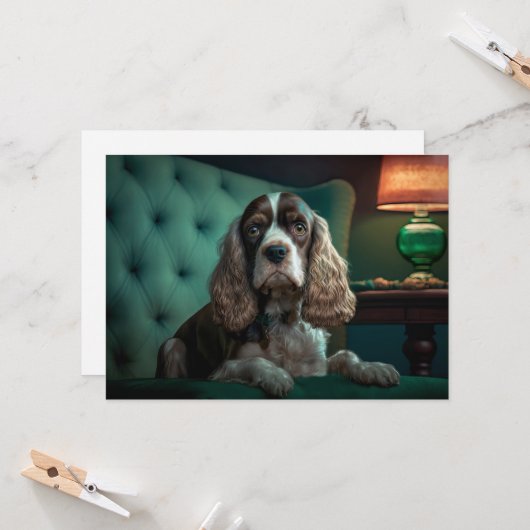 Elegante Cocker Spaniel Classic Portrait Design Kaart (Voorkant / Achterkant in situ)