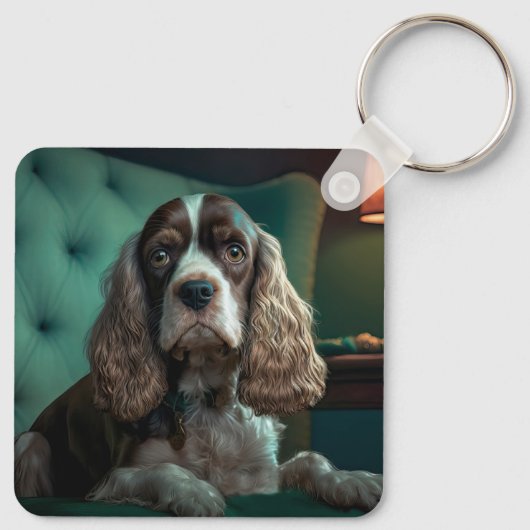 Elegante Cocker Spaniel Classic Portrait Design Sleutelhanger (Achterkant)