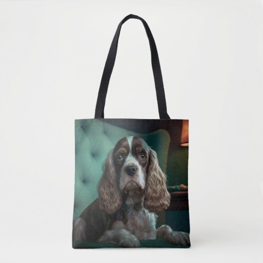 Elegante Cocker Spaniel Classic Portrait Design Tote Bag (Voorkant)
