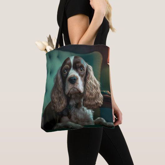 Elegante Cocker Spaniel Classic Portrait Design Tote Bag (Dichtbij)