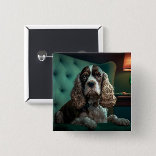 Elegante Cocker Spaniel Classic Portrait Design Vierkante Button 5,1 Cm (Voorkant /achterkant)