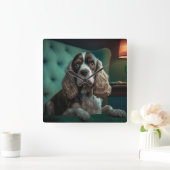 Elegante Cocker Spaniel Classic Portrait Design Vierkante Klok (Huis)