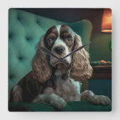 Elegante Cocker Spaniel Classic Portrait Design Vierkante Klok (Voorkant)