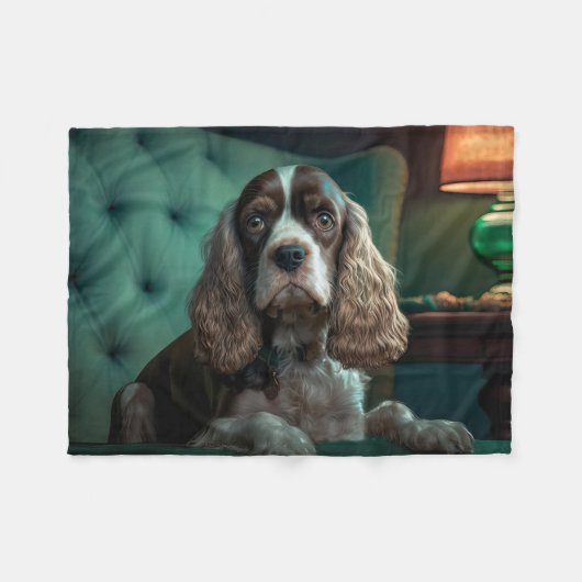Elegante Cocker Spaniel Klassiek Portretontwerp Fleece Deken (Voorkant (Horizontaal))