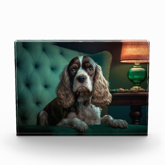 Elegante Cocker Spaniel Klassiek Portretontwerp Fotoblokken (Voorkant)
