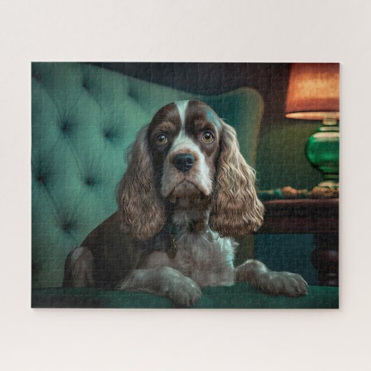 Elegante Cocker Spaniel Klassiek Portretontwerp Legpuzzel (Horizontaal)