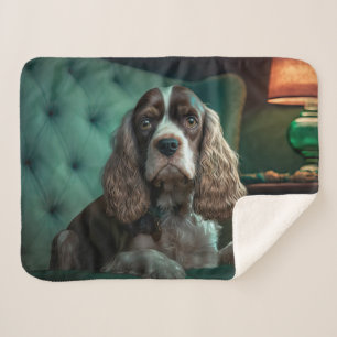 Elegante Cocker Spaniel Klassiek Portretontwerp Sherpa Deken