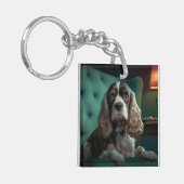 Elegante Cocker Spaniel Klassiek Portretontwerp Sleutelhanger (Voorkant Links)