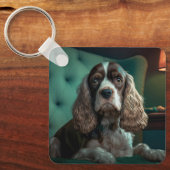 Elegante Cocker Spaniel Klassiek Portretontwerp Sleutelhanger (Voorkant)