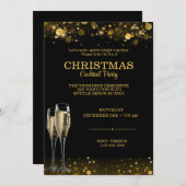 Elegante Cocktail Kerstmis Zwart Goud Party Kaart (Voorkant / Achterkant)