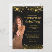 Elegante Cocktail Kerstmis Zwart Goud Party Kaart (Voorkant)