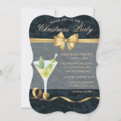 Elegante Cocktail met Strik Kerstfeest Kaart (Voorkant)