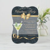 Elegante Cocktail met Strik Kerstfeest Kaart (Staand voorkant)