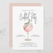 Elegante cocktail party roze kaart (Voorkant / Achterkant)