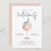 Elegante Cocktail Party Roze uitnodiging (Voorkant / Achterkant)